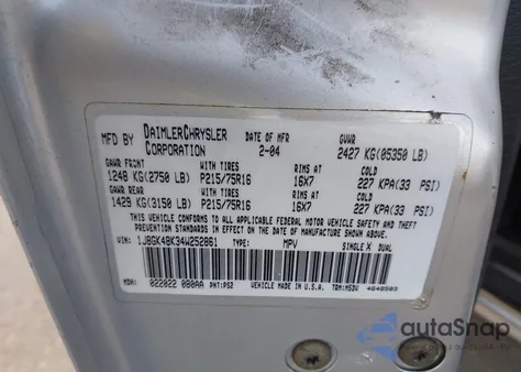 2004 Jeep Liberty Sport from USA, damaged, VIN 1J8GK48K34W252861